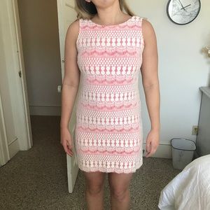 Coral Pink Lace Shift Dress